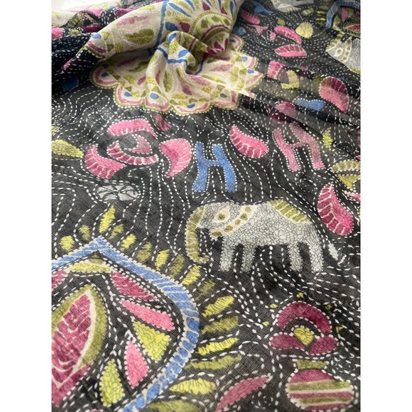 Scarf with elephants large square 45”x78” - Picture 3 of 3